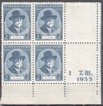 287 / 1 šestiblok 4 známky + 2 K P ** - 1935